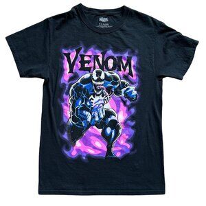 Marvel Venom Spider-Man 90s Comic Style Black Purple Graphic T-Shirt Size Small